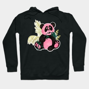 Pink Panda Eating Bamboo Hoodie